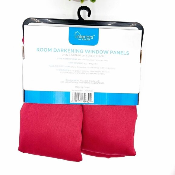 NEW INTERIORS BY DESIGN RED GROMMET TOP ROOM DARKENING 74"X84" 2 PANEL CURTAINS - Picture 3 of 3